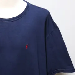ラルフローレン Tシャツ メンズ 半袖クルーネックTシャツ 2XL 3XL ネイビー 赤ポニー 90年代青タグ シングルジャージー 天竺 ビックサイズ オーバーサイズ 美品 アメリカ古着