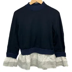 MUVEIL WORK(ミュベールワーク) 長袖カットソー サイズ36 S レディース - ダークネイビー×白×ネイビー クルーネックのサムネイル