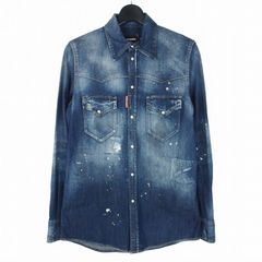 DSQUARED2ディースクエアードのダメージ加工デニムシャツ 送料無料 34
