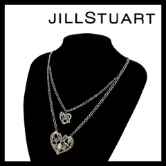【JILL STUART】ハート 2連 ロング ネックレス クリアストーン シルバーカラー リボン フラワー/花 ペンダント ジルスチュアート (MM-755)のサムネイル