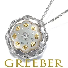 ミキモト ネックレス シェル ダイヤ ダイヤモンド 0.02ct ピクウェ ロング K18WG/YG #186574 大幅値下げ品のサムネイル