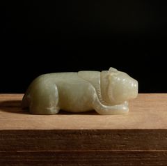 清時代 和田玉 子犬置物 可愛い犬彫刻 玉置物 天然玉 古美術 根付旧家