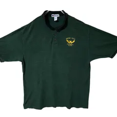 CHM Russell Athletic ポロシャツ XXL 深緑 刺繍 ロゴ Wayne State Football Staff メンズ レディース ユニセックス 古着 半袖