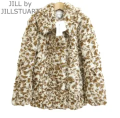 未使用 ジルバイジルスチュアート JILL by JILLSTUART コート ジャケット レオパード柄 ヒョウ柄 エコファー ミドル丈 ブラウン×オフホワイト サイズM レディースのサムネイル