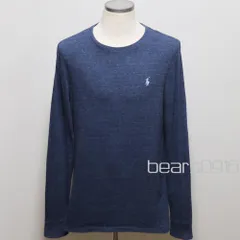【ゴールデンサイズ】ラルフローレン フライス 長袖クルーネックTシャツ メランジネイビー 水色ポニー L XL ゴールデンサイズ ロンＴ 美品 米国購入 現行モデル