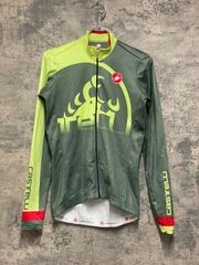 KB262 카스테리 CASTELLI 긴 소매 사이클 저지 녹색 S * 문질러