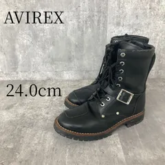 アヴィレックス AV2100 YAMATO ライダースブーツ 黒 24.0cm AVIREX ヤマト バイカーブーツ レースアップ サイドジップ ミリタリー メンズ レディース 靴のサムネイル
