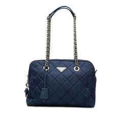 PRADAプラダチェーンショルダーナイロンバック ネイビー/シルバー