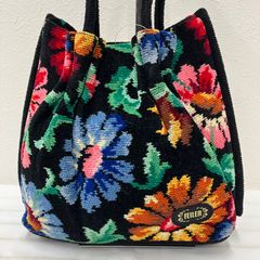 ✨極美品✨フェイラー パンジー ハンドバッグ シュニール織 黒 金ロゴ