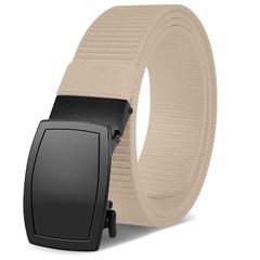 [Brand New] [L-Chic] Work Belt, Men's Belt, Tactical Belt, Nylon Belt, One-Touch Belt, Free Size, Braided, for Outdoor Activities, Skiing, Golf, Luggage Securing, DIY (Beige)
