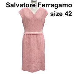●□ サルヴァトーレフェラガモ Salvatore Ferragamo ワンピース 半袖 ピンク コットン シルク 42 L 11号 レディース Z6C492のサムネイル