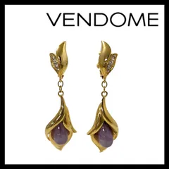 【VENDOME BOUTIQUE】フラワー/花 モチーフ イヤリング アメジスト ラインストーン パープル/紫 ゴールド/金カラー ヴァンドームブティック (MM-756)のサムネイル