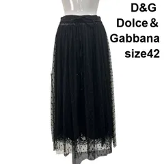 ●◇ ドルチェアンドガッバーナ D&G チュールスカート ロング丈 Aライン ダイヤ柄 レース 黒 シルク 42 M 9号 レディース S6E339のサムネイル