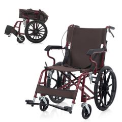 折りたたみ式介助用車椅子 ワインレッド ワインレッド+ブラック】車椅子 1台2役 自走介助兼用 折りたたみ 自立
