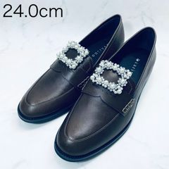 ✨極美品✨ビューフォート 厚底 本革 ローファー 黒 24 幅広 ビジュー 