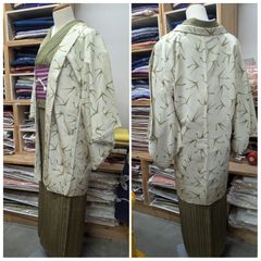 美品　未仕立て　小紋　着尺　反物　変わり古代縞　正絹　クイーンサイズ 美品 未仕立て 小紋 着尺 反物 変わり古代縞 正絹 クイーンサイズ