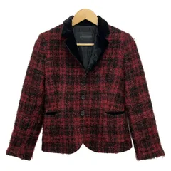 ERMANNO SCERVINO(エルマノシェルビーノ) ジャケット サイズ40 M レディース美品  レッド×黒 長袖/ベロア襟/ツイード/秋/冬のサムネイル