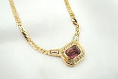 クリスチャン ディオール ヴィンテージ スネークチェーン ネックレス カラーストーン 金 ゴールド Christian Dior 6468j