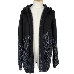 【在庫一掃】 サンローラン SAINT LAURENT フード付き ニットカーディガン ラメ スパンコール トップス カーディガン ブラック ネイビー メンズ 【中古】のサムネイル