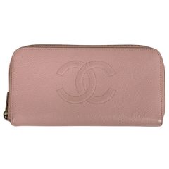 CHANEL ピンク フラワーエンボス 長財布 - メルカリ