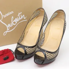 IT1D8CZLWQOS Christian Louboutin クリスチャンルブタン メッシュ ハイヒール ピンヒール パンプス アンクルストラップ ブラック レディース サイズ 37.5
