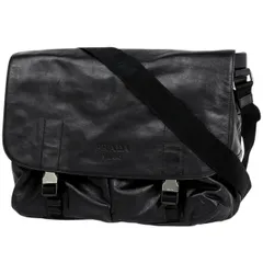 【在庫一掃】 プラダ PRADA ロゴ ショルダーバッグ メッセンジャーバッグ ショルダーバッグ レザー ネロ(ブラック) VA0809 レディース 【中古】