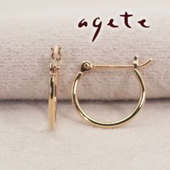agete アガットフープピアス ピンクゴールド - メルカリ