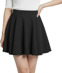 Blisvia ミニ スカート 冬 セクシー プリーツ ウエスト ストレッチ ゴム 可愛い レディース 秋 ボックスプリーツ インナーなし 差し色コーデ コーデ映え 着用感やわらか 大人っぽい 華やかコーデ 印象アップ (ブラック,  XL)