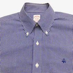 ブルックスブラザーズ Brooks Brothers【M 】ボタンダウンシャツ ネイビーギンガムチェック Traditional Fit / Non-Iron メンズ 長袖 古着 ビジネス