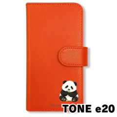 【新品未使用】 TONE e20 手帳型スマホ ケース カバー (色：オレンジ×パンダ) パンダ 大熊猫 ぱんだ 花 かわいい ゆるかわ イラスト flip2-tonee20-or-485