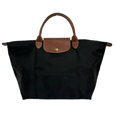LONGCHAMP(ロンシャン) ハンドバッグ美品  ル・プリアージュオリジナル 黒×ブラウン 折りたたみ レザー
