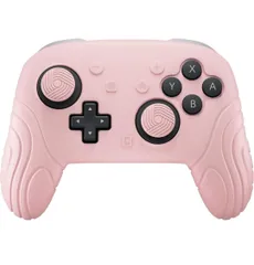 ★PlayVital Switch2 Pro対応 シリコン製グリップカバー 滑り止め仕様 スイッチ２プロコン対応背面ボタン&サムスティックキャップ＆ステッカー付属-サムライバージョン 【ピンク】