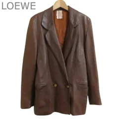 ロエベ LOEWE レザージャケット テーラードジャケット ダブルブレスト ミドル丈 ブラウン サイズ38 レディースのサムネイル