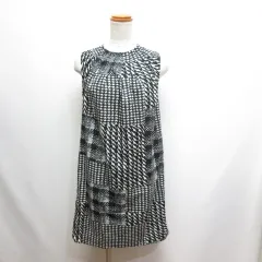 マンゴ MNG 美品 ノースリーブ ワンピース 千鳥格子柄 M 黒 ブラック