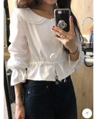 OHGA ラッフルショルダーブラウス♡ホワイト 試着のみ かわいい 体型隠し OHGA ラッフルショルダーブラウス♡ホワイト 試着のみ かわいい 体型