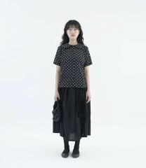 haveameal × 鳥鳥一 ドット柄 半袖 フード付き ジップアップTシャツ 