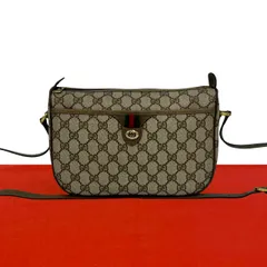 ほぼ未使用 GUCCI グッチ オールドグッチ シェリーライン GG ロゴ 柄 金具 レザー 本革 ショルダーバッグ ポシェット ブラウン 79572
