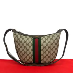 極 美品 GUCCI グッチ オールドグッチ ヴィンテージ シェリーライン GG ロゴ 金具 レザー ショルダーバッグ ボディバッグ ブラウン 28076