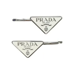 ☆プラダ ヘアピン トライアングルロゴ 1IF051 メタル ホワイトベージュ シルバー PRADAのサムネイル