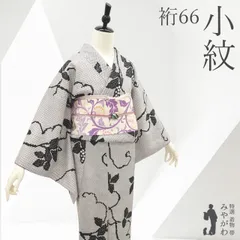 【新古品】小紋 着物 袷 未使用 正絹 白黒地 薄赤色入り 葡萄 蔦 疋田絞り調 染め柄 カジュアル 美品 上質 春 秋 冬 さが美 扱い 仕立て上がり 身丈161 裄丈66 Ｍサイズ みやがわ sb17519
