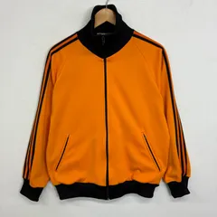 80s トラックジャケット ジャージ 三本ライン ハイネック オレンジ Adidas ではない 小松菜奈 VINTAGE 古着 サイズ M E624のサムネイル