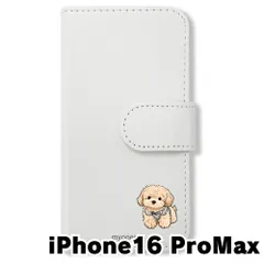 【新品未使用】 iPhone16 Pro Max 2024 手帳型スマホ ケース カバー (色：ホワイト×トイプードル) トイプードル 犬 いぬ かわいい ゆるかわ flip2-ip16promax-wh-483