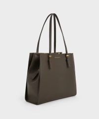 Sansa サンサ クラシックダブルハンドルトートバッグ ダークモス 
