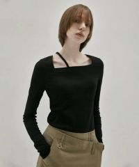 エトレトウキョウ　アシンメトリーカットロングTシャツ　ブラック エトレトウキョウ アシンメトリーカットロングTシャツ ブラック - メルカリ