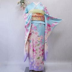 美品】振袖6点セット168cm□帯新品成人式振袖フルセット正絹ベロアGT54 