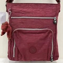 3056　Kipling キプリング　ショルダーバッグ　チャーム付き　モンキー　ゴリラ　軽量　シンプル　カジュアル　ポケット多数　フロントポケット　エンジ　ボルドー　ワインレッド