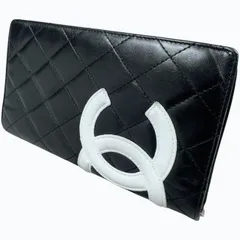 【美品】CHANEL シャネル カンボンライン フラップ ロング 二つ折り 長財布 ブラック