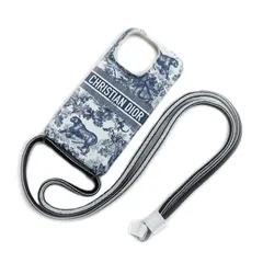 Dior ディオール DIORTRAVEL IPHONE 14 PRO iPhoneケース アニマル トワル・ドゥ・ジュイ ネイビー/ホワイト S8057VSTJ レディース 中古