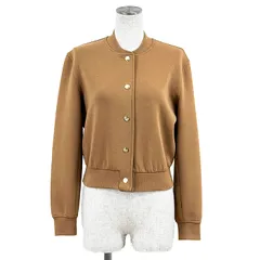 【極美品】S Max Mara エスマックスマーラ ジャケット サイズ XS レディース クロップド ショート丈 リブ袖 カーディガン ロゴ ボタン アウター キャメルのサムネイル
