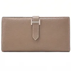 HERMES　エルメス　ベアンスフレ　シェーブル　2つ折り長財布　エトゥープ　シルバー金具　レディースウォレット レディース長財布　札入れ【中古】【送料無料】のサムネイル